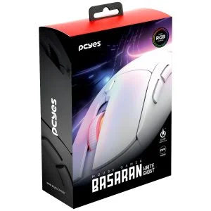 Mouse Gamer Pcyes Basaran Branco Ghost 12400 Dpi Rgb 6 Botões